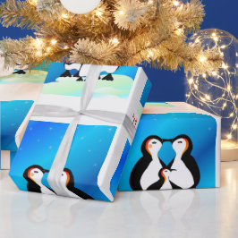 Kute Family of Penguins Kerstmis Cadeaupapier