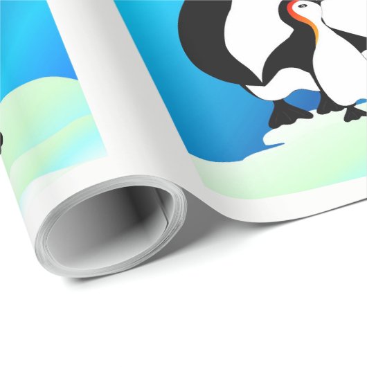 Kute Family of Penguins Kerstmis Cadeaupapier (Rol Hoek)