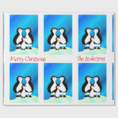 Kute Family of Penguins Kerstmis Cadeaupapier (Vlak)