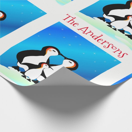 Kute Family of Penguins Kerstmis Cadeaupapier (Hoek)