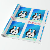 Kute Family of Penguins Kerstmis Cadeaupapier (Uitgerold)