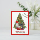 Kute Family Pets Dog Cat Merry Kerstry Briefkaart (Staand voorkant)