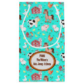 Kute farm Animals Baby shower Blauwgroen Klein Cadeauzakje (Achterkant)