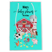 Kute farm Animals Baby shower Blauwgroen Medium Cadeauzakje (Voorkant)