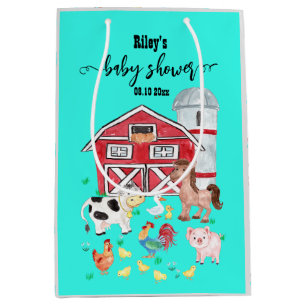 Kute farm Animals Baby shower Blauwgroen Medium Cadeauzakje