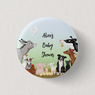 Kute farm animals baby shower round badge ronde button 3,2 cm
