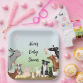 Kute farm animals baby shower square paper bord (Feest)