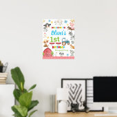 Kute farm animals Barnyard 1st Birthday Welcome Poster (Thuiskantoor)