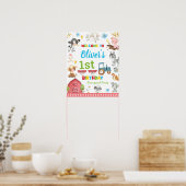 Kute farm animals Barnyard 1st Birthday Welcome Poster (Keuken)