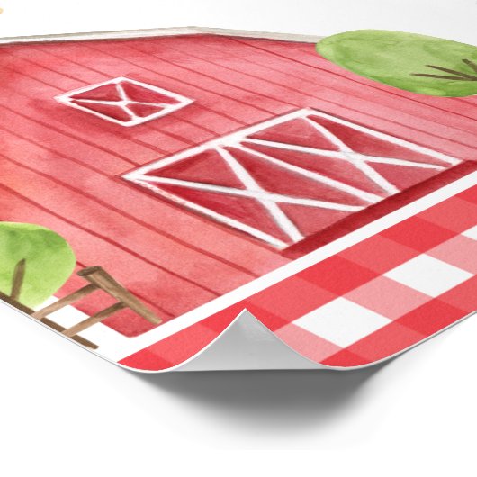 Kute farm animals Barnyard 1st Birthday Welcome Poster (Hoek)