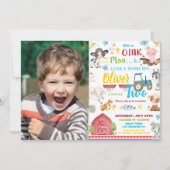 Kute Farm Animals Barnyard 2de verjaardag Twee Fot Kaart (Voorkant)