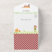 Kute farm Animals Barnyard Baby shower All In One Uitnodiging (Buitenkant)