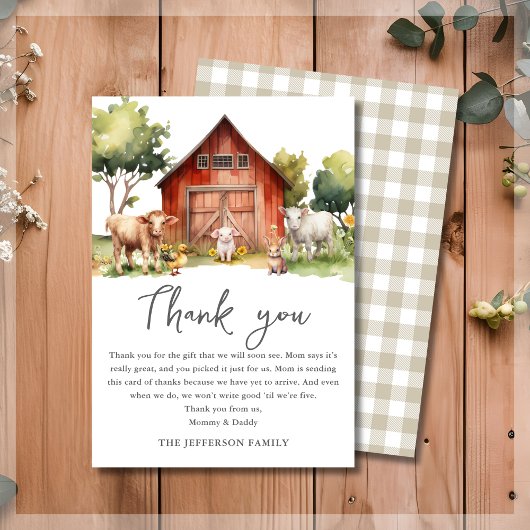 Kute farm Animals Barnyard Baby shower Bedankkaart