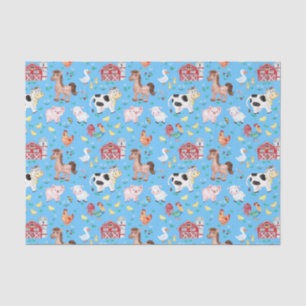 Kute farm animals Barnyard Blue Background Tissuepapier