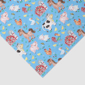 Kute farm animals Barnyard Blue Background Tissuepapier (Detail)