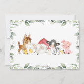 Kute Farm Animals Barnyard Greenery 1st Birthday Kaart (Achterkant)