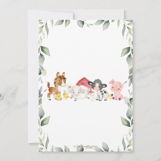 Kute farm Animals Barnyard Greenery 2e verjaardag Kaart (Achterkant)