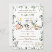 Kute Farm Animals Barnyard Greenery 6th Birthday  Kaart (Voorkant)