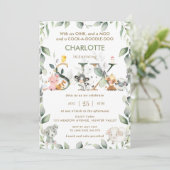 Kute Farm Animals Barnyard Greenery 6th Birthday  Kaart (Staand voorkant)