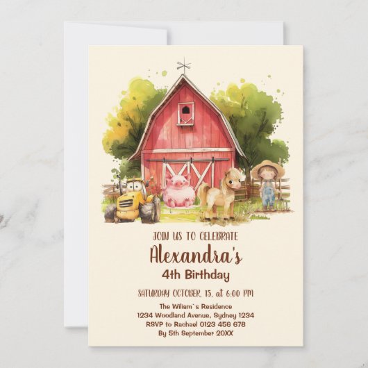 Kute farm animals Birthday Party Barnyard Bash Kaart (Voorkant)