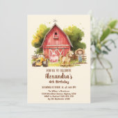 Kute farm animals Birthday Party Barnyard Bash Kaart (Staand voorkant)