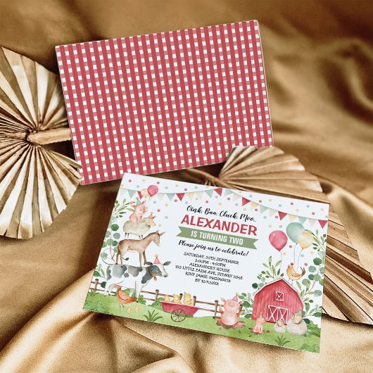 Kute farm animals Birthday Party Barnyard Bash Kaart