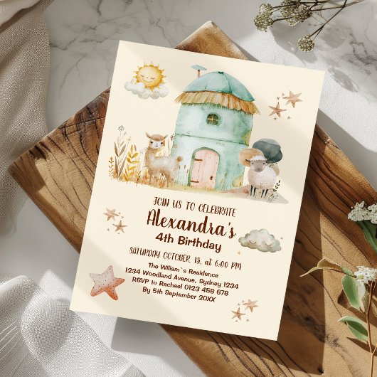 Kute farm animals Birthday Party Barnyard Bash Kaart