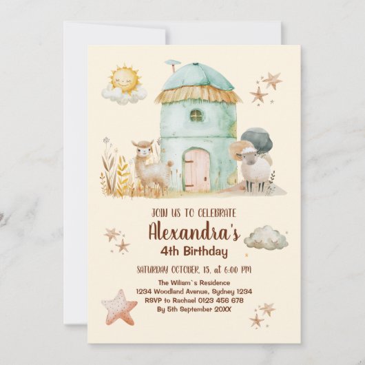 Kute farm animals Birthday Party Barnyard Bash Kaart (Voorkant)