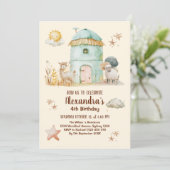 Kute farm animals Birthday Party Barnyard Bash Kaart (Staand voorkant)