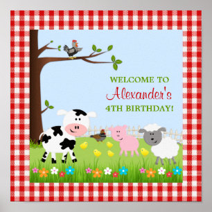 Kute farm Animals Birthday Party Poster
