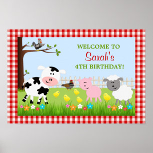 Kute farm Animals Birthday Party Poster