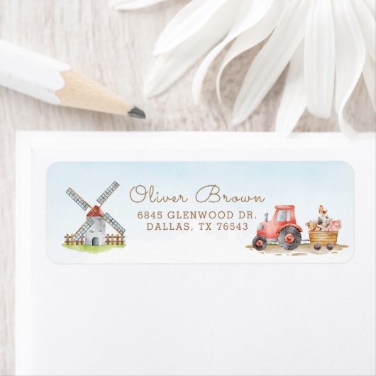 Kute farm animals First Birthday Party Etiket (Insitu)