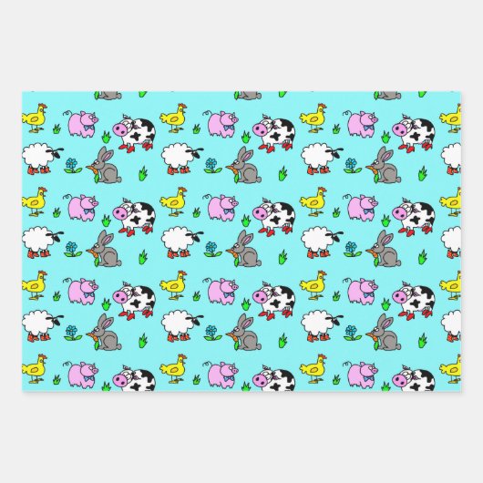 Kute farm Animals Gift Wrap Inpakpapier Vel (Voorkant 2)