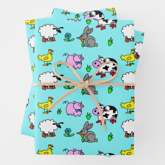 Kute farm Animals Gift Wrap Inpakpapier Vel (In situ)