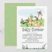 Kute farm Animals Green Boys Baby shower Kaart (Voorkant / Achterkant)