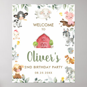 Kute farm Animals Greenerthday Welkomstbord Poster