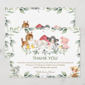 Kute Farm Animals Greenery Baby shower Birthday Bedankkaart (Voorkant / Achterkant)