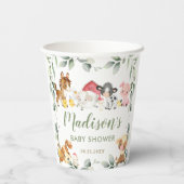Kute Farm Animals Greenery Birthday Baby shower Papieren Bekers (Achterkant)