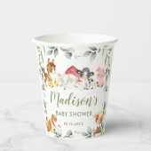 Kute Farm Animals Greenery Birthday Baby shower Papieren Bekers (Voorkant)