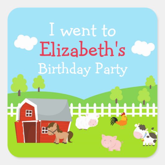 Kute Farm Animals 'Ik ben naar toe gegaan' Vierkante Sticker (Voorkant)