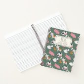 Kute farm Animals Pattern in Green Personalized Notitieboek (Binnen)