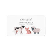 Kute Farm Animals Return Address Etiket (Voorkant)