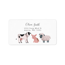 Kute Farm Animals Return Address Etiket