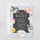 Kute Farm Animals Shower Invitation Kaart (Voorkant)