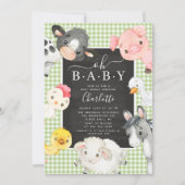 Kute Farm Animals Shower Invitation Kaart (Voorkant)