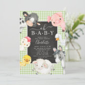 Kute Farm Animals Shower Invitation Kaart (Staand voorkant)