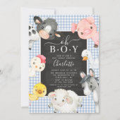 Kute Farm Animals Shower Invitation Kaart (Voorkant)