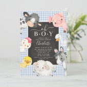 Kute Farm Animals Shower Invitation Kaart (Staand voorkant)