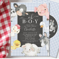 Kute Farm Animals Shower Invitation