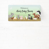 Kute-farm baby shower vinylwelkomstbanner spandoek (Insitu)